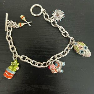 Colorful Charm Bracelet with Silver Chain